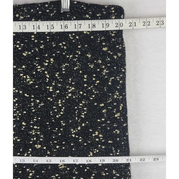 Ann Taylor XL Knit Pull On Midi Skirt Black Gold Metallic Party Holiday Office - Picture 7 of 8